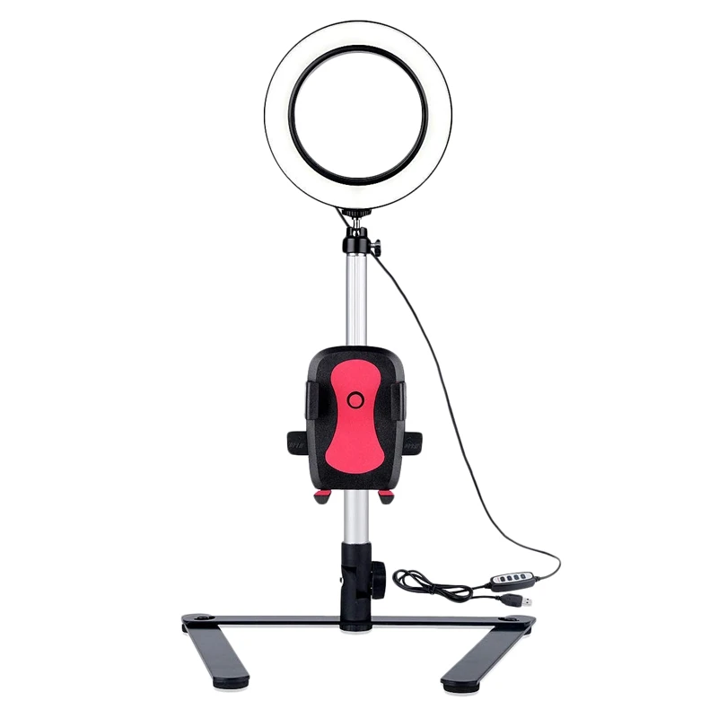 

FFYY-Dimmable Led Ring Light Desktop Net Red Live Fill Light Mobile Phone Bracket