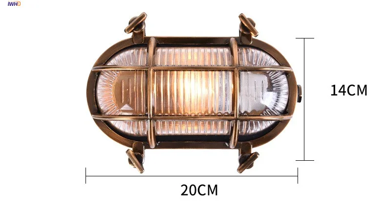 IWHD Лофт промышленный открытый светильник-бра настенный балкон сад водонепроницаемый IP44 светодиодный настенный светильник наружное освещение