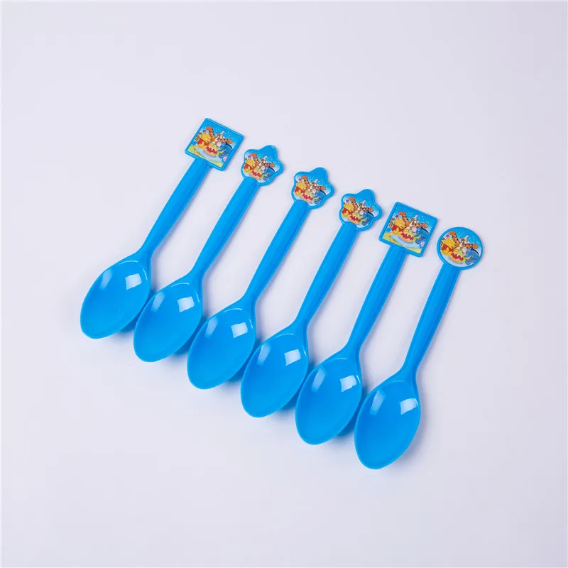 Spoon 6pcs Винни-Пух, детские украшения на день рождения, одноразовая посуда, бумажные салфетки, чашки, тарелки, Детские принадлежности для вечеринки - Цвет: Spoon 6pcs