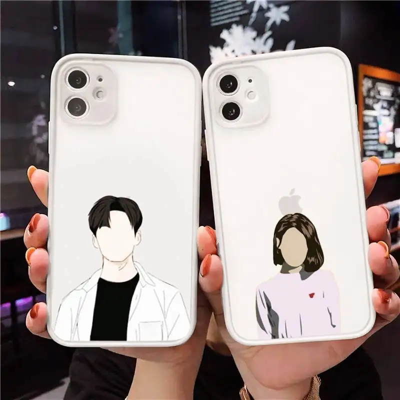 Illustration art boy girl Phone Cases Matte Transparent for iPhone 7 8 11 12 s mini pro X XS XR MAX Plus cover funda | Мобильные