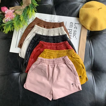 

2-6Yrs Children Candy-colored Outfit Shorts Girls PU Short Pants Kids Spring Autumn Fall Summer Easy Matching Shorts Clothing