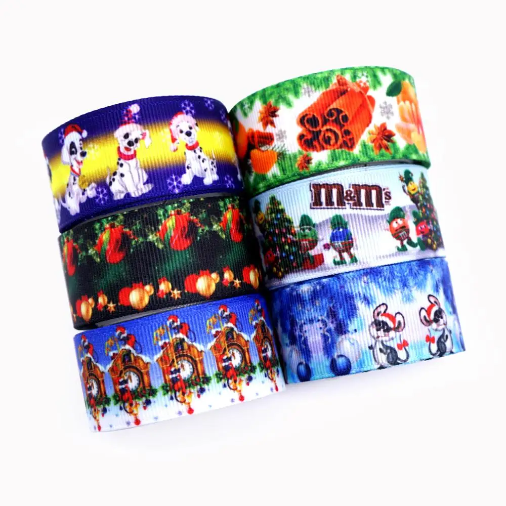 

Free shipping 50 yard cartoon printed grosgrain ribbon 31499