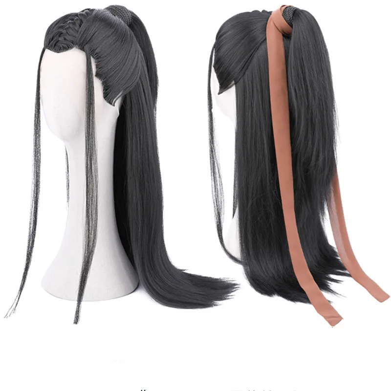 Fluffy Style Chen Qing Ling Cosplay Hair Classic Warrior Swodsman Hair Products Antique Hanfu Men Halloween Dress Up