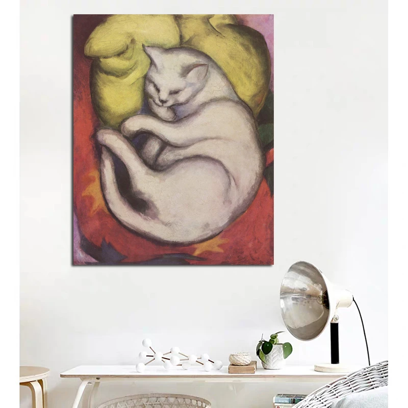 Toile D Art Mural Avec Le Chat Endormi De Frank Marc Affiches De Peinture Moderne Tableau Mural Pour Decoration De Maison Aliexpress
