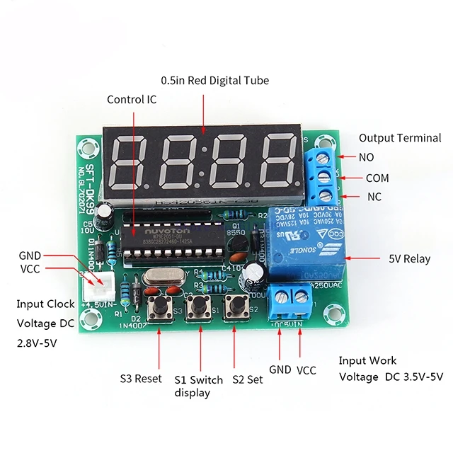 

A7-- 4Bit 0.5in DC 3.5V-5V LED Electronic Clock Module 24 Hours Timer 51 Single-Chip Microcomputer Cycle Timer Switch