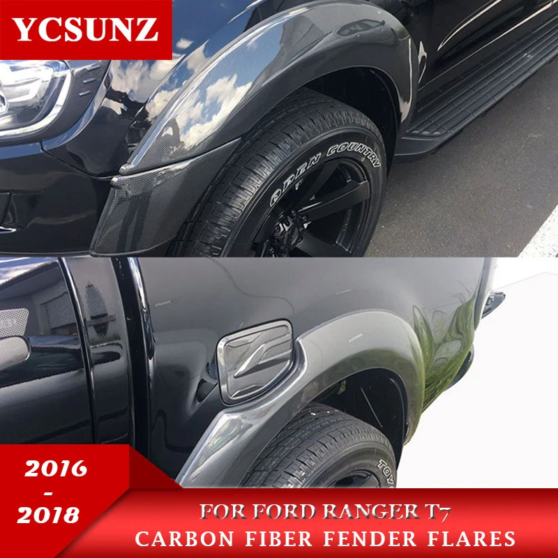 6 Inch Fender Flare Dengan Serat Karbon Warna Spatbor Untuk Ford Ranger Wildtrak T7 2016 2018 2018 Double Cabin Spatbor Aliexpress