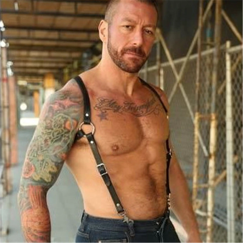 Фетиш ремни на грудь для геев регулируемые верх БДСМ бондаж портупея мужские