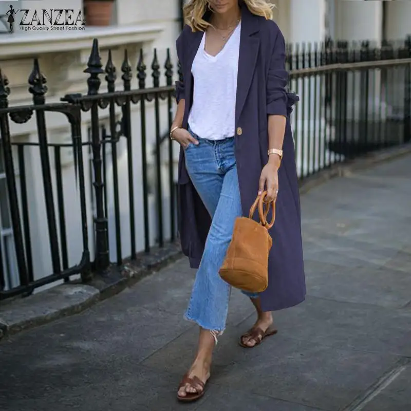 Promo  2019 Fashion Coat Women Casual Long Sleeve Cotton Jackets Turn Down Collar Cardigan Female Cotton L