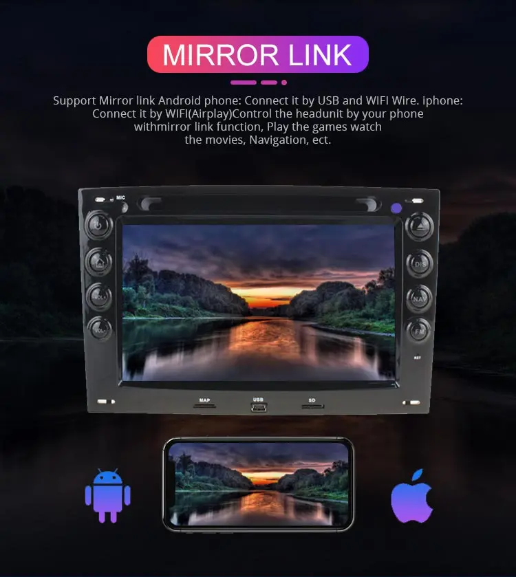 Cheap Besina Android 9.0 Car DVD Player for Megane Fluence 2002-2010 GPS Navigatio 2 Din Car Radio Stereo Multimedia Autoaudio WIFI 7