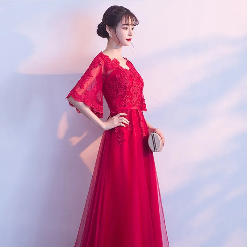 DongCMY длинный плюс размер бордовый мать платье на свадьбу со шнуровкой новые элегантные вечерние платья
