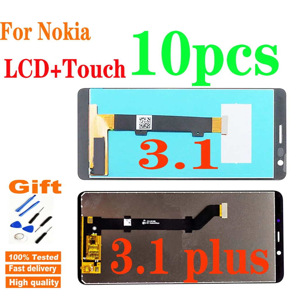 

10PCS For Nokia 3.1 TA-104LCD Display Touch Screen Digitizer Assembly Replacement For Nokia 3.1 plus LCD TA-1118 TA-1104 TA-1125