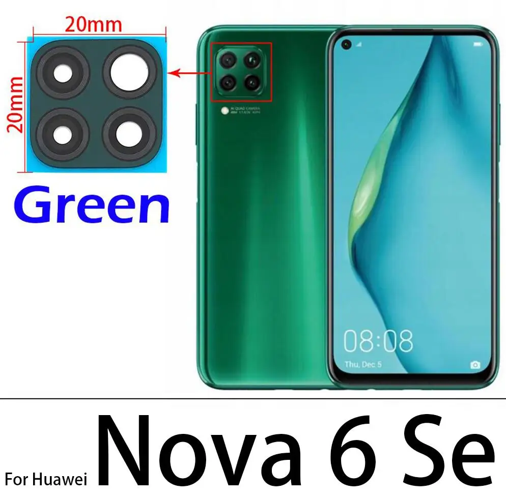 Задняя задняя крышка для камеры из стекла с клеевым клеем Huawei Nova 3 3i 4 4e 5i 5 5T 5Z 6 Se 7 Pro