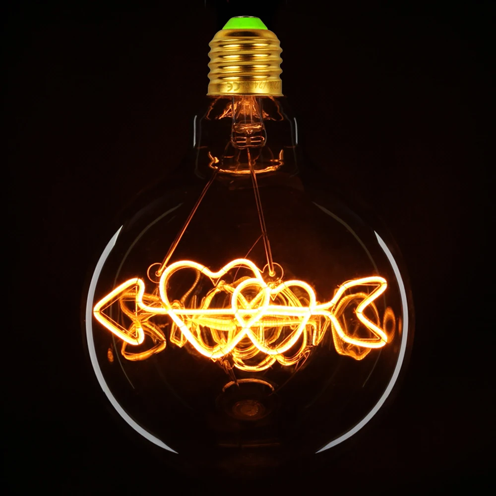 

TIANFAN Edison Bulbs G125 Love Cupid's Arrow Globe Led Bulb Vintage Filament 4W Decorative Pendant Table Lamp Light Bulb