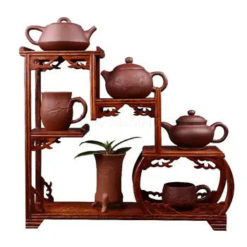 

Rosewood ancient solid wood Chinese small teapot rack mahogany display rack modern Duobaoge purple sand pot holder