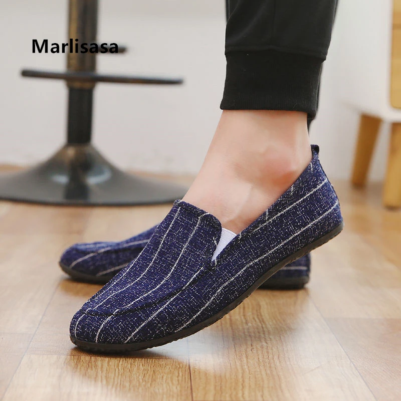 Zapatos De moda para Hombre, mocasines De tela informales con punta redonda, cómodos, sin cordones, color azul marino, para primavera, G5552