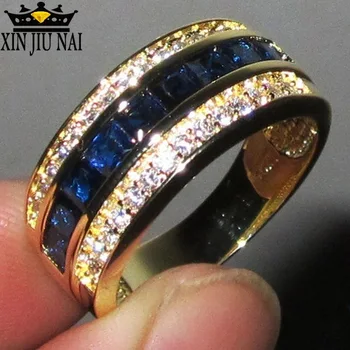 

Trendy Unisex Women Men Ring Yellow Zircon Stone Crystal Silver Gold Party Fashion Finger Jewelry Gift Men's Sapphire 925 Ring