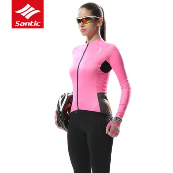 

Santic UV Sun Protection Women Cycling Jersey Long Sleeve Breathable MTB Road Bike Jersey Spring Summer Quick Dry Bicycle Tops