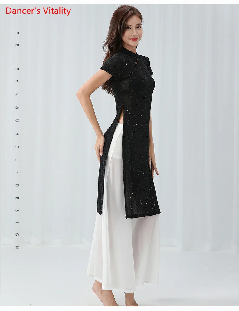 Живота Ципао для танцев тренировочной одежды Cheongsam костюмы современная танцевальная одежда