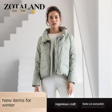 

Winter Women's Down Jacket Fashion Stand-up Collar Thick White Duck Down Hooded Jacket Women Outdoor Leisure Short Cotton Jacket