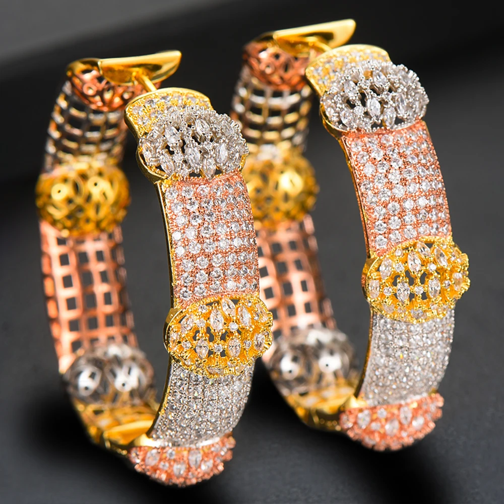 

SISCATHY Trendy Big Hoop Earrings For Women Elegant Jewelry AAA CZ Zircon indian Dubai Earrings pendientes mujer moda 2019