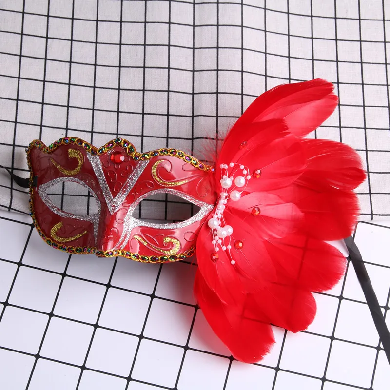 

Retro Half Face Feather Flower Dancing Mask Women Girl Halloween Masquerade Ball Costume Make Up Party Princess Mask