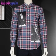 Европейский модный бренд, мужские рубашки с длинным рукавом, клетчатые рубашки для мужчин, тонкая повседневная мужская одежда, плюс размер, хлопок, Camisas masculina