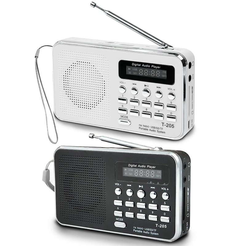 2 шт. портативный мини Am Fm радио стерео динамик Поддержка Sd/Tf карты с Usb белый и