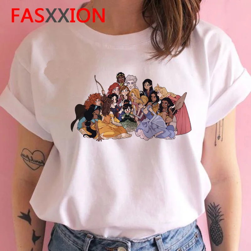 Модная футболка уличная одежда принцессы забавная женская с милым мультяшным