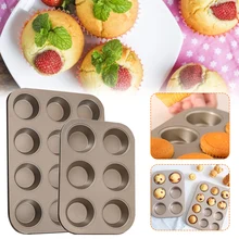 

Non-Stick 6/12 Cups Muffin Pan Quick Release Carbon Steel Baking Pan Cupcake Pan Kitchen Accessories Dishwasher Safe