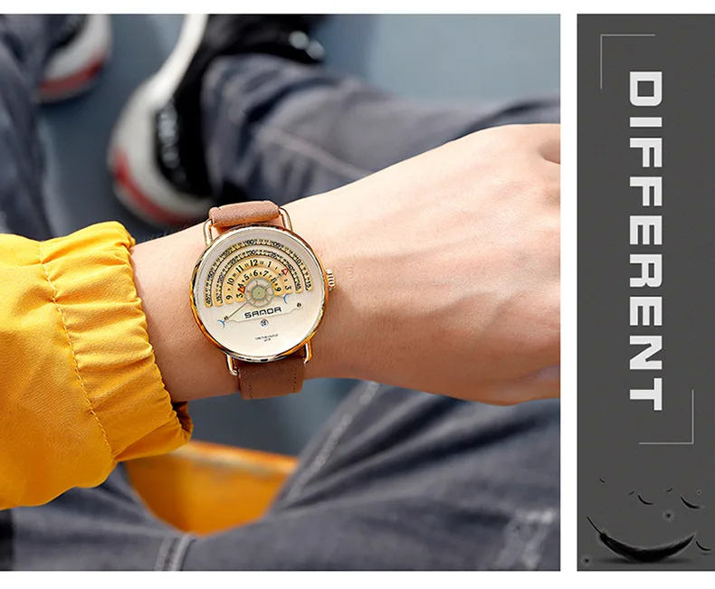 SANDA Топ люксовый бренд модные часы мужские кожаные montres homme Роскошные curren часы мужские