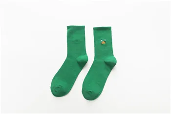 1 пара унисекс радужного цвета женские носки Harajuku Kawaii погоды, забавные Женские носочки стандартной длины - Цвет: Green