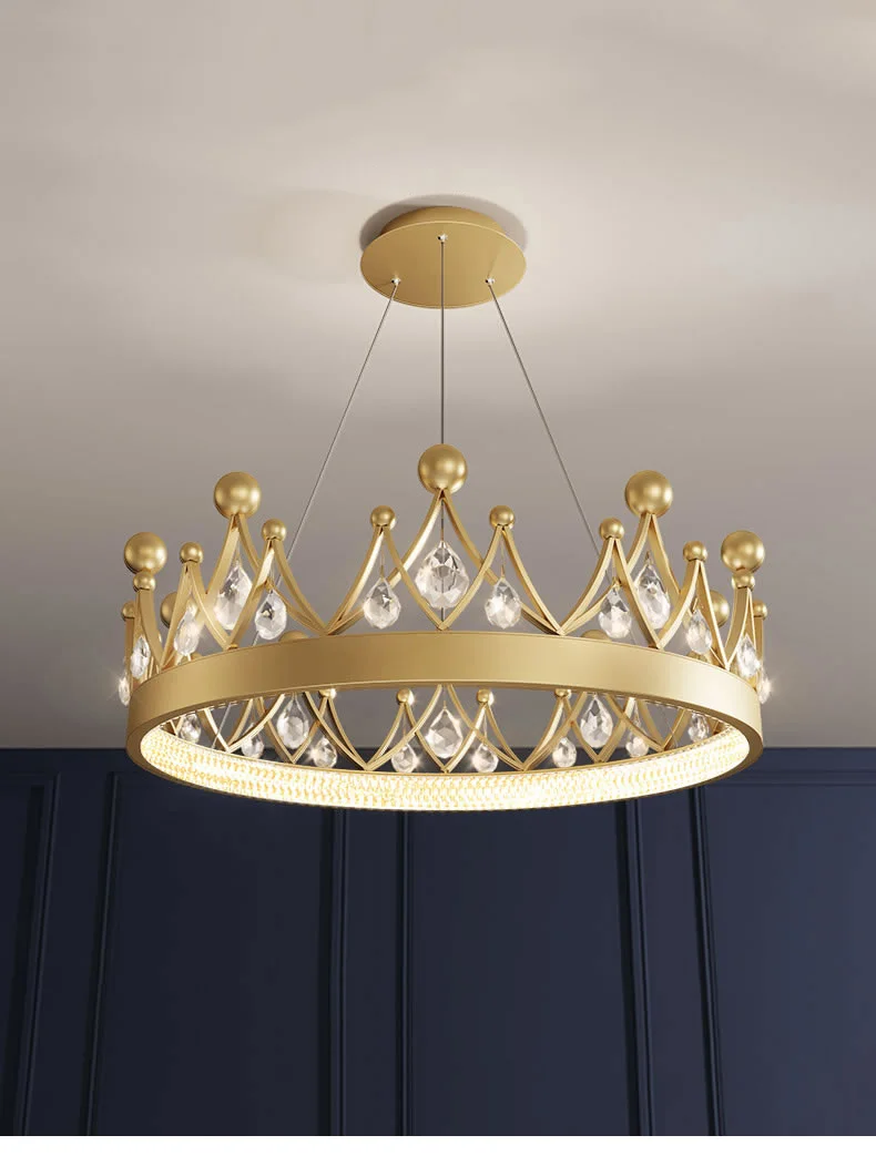 Simple bedroom lamp children's room living room light luxury crown crystal chandelier chandelier light