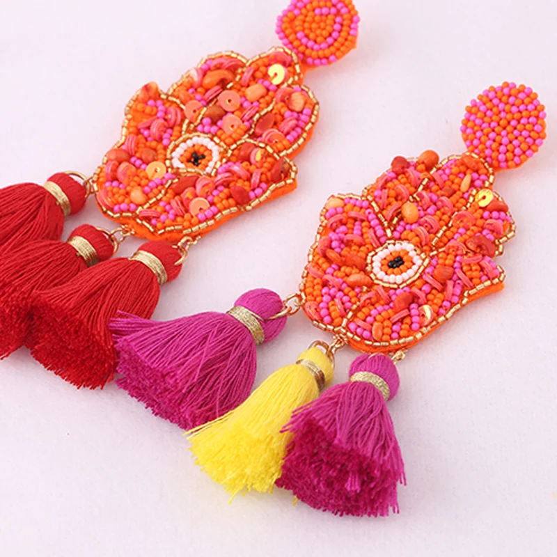 boho finger earrings beads handmade earrings for women 3