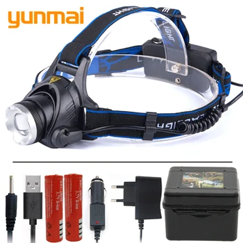 

led headlamp XM-L2 U3 XM-L T6 V6 8000LM Headlight zoom adjustable head lamp flashlight torch 18650 battery