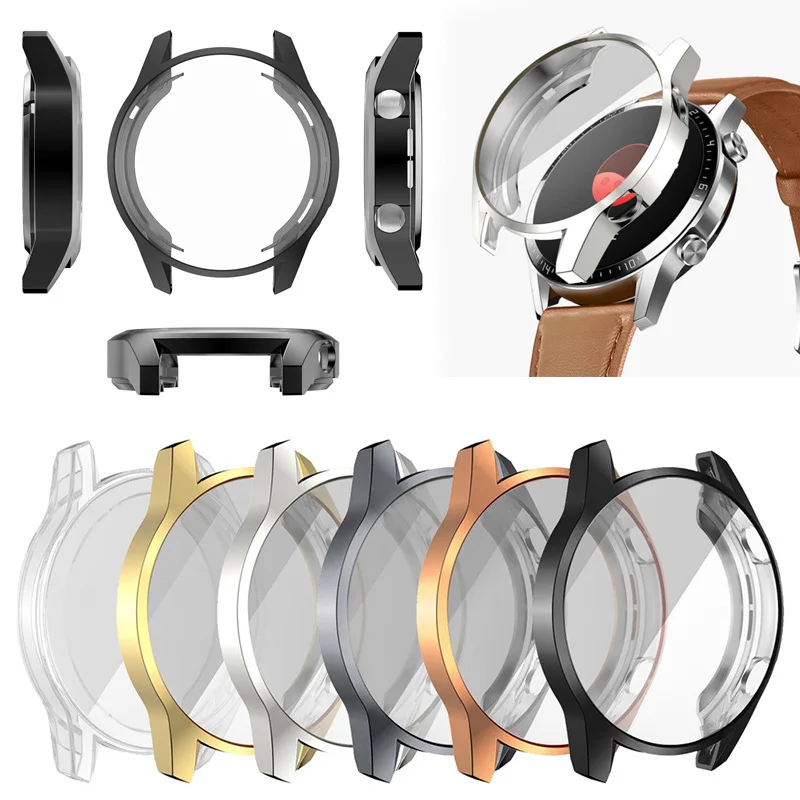 Мягкий защитный чехол из ТПУ с полным краем для экрана и стекла Huawei Watch GT 2 GT2 46 мм