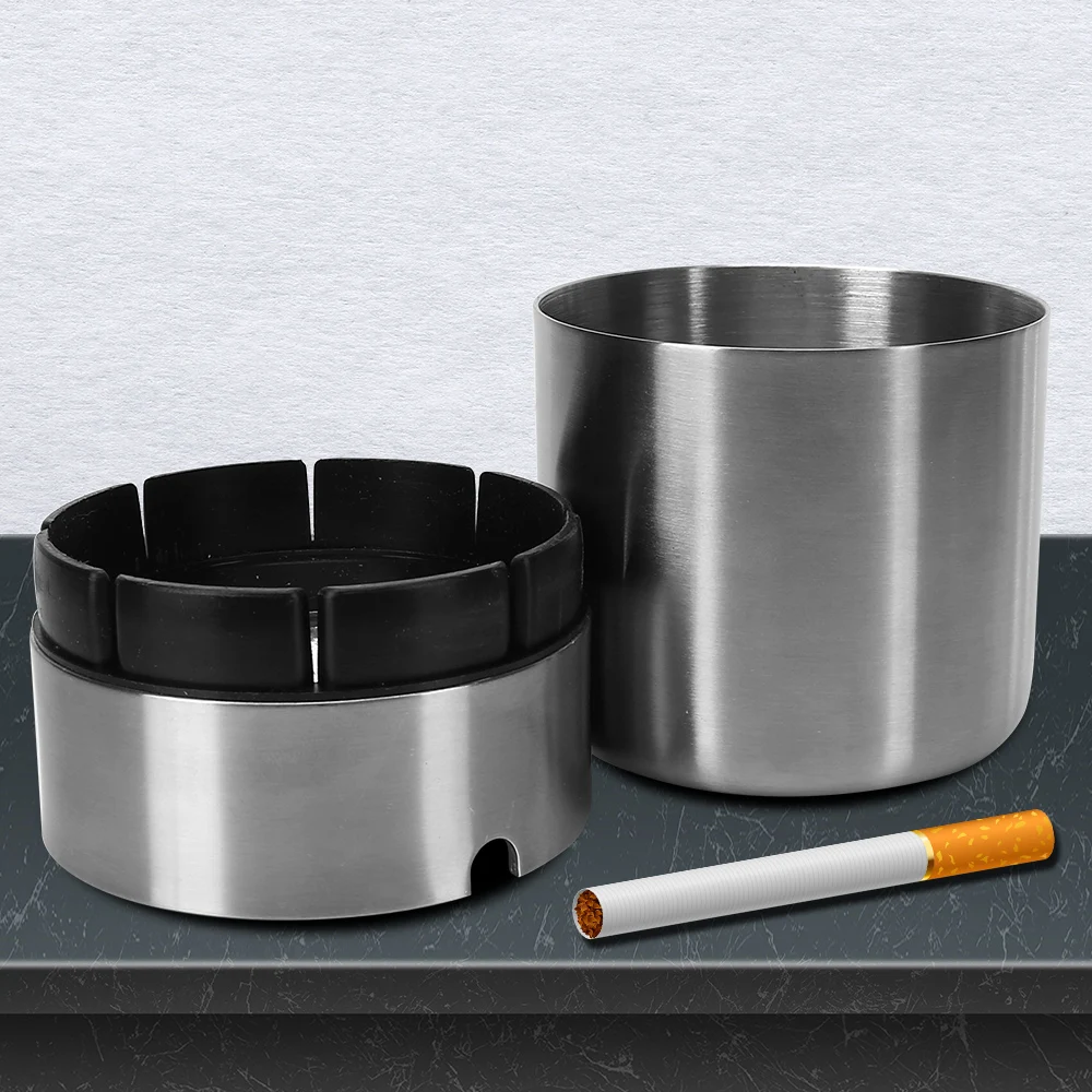 Smoke Tobacco Ash Holder Container Home Decoration Creative With Lid Windproof Detachable Stainless Steel Ashtray Car Ashtray portable ashtray,cigarettes ashtray,silicone ashtray,stainless steel ashtray,metal ashtray,air purifier ashtray,wood ashtray,ceramic ashtray