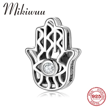 

Hand of Fatima Clear CZ Eye 925 Sterling Silver Charm Clip Jewelry fit Original Reflections Bracelets DIY Jewelry Making