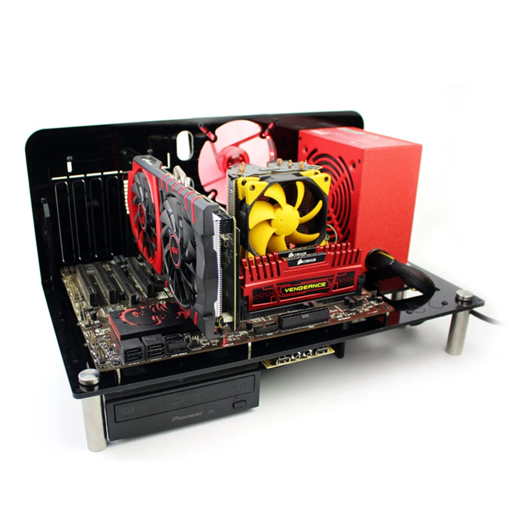 Игровой чехол для компьютера ATX Micro ITX материнская плата ПК DIY Mini Open Acrylic + Metal Frame