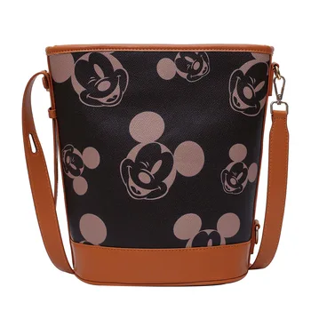 

Mickey Bucket Bag For Women 2019 Female Shoulder Crossbody Bag PU Leather Lady Storage Shopping Bag Waterproof Women Handbag