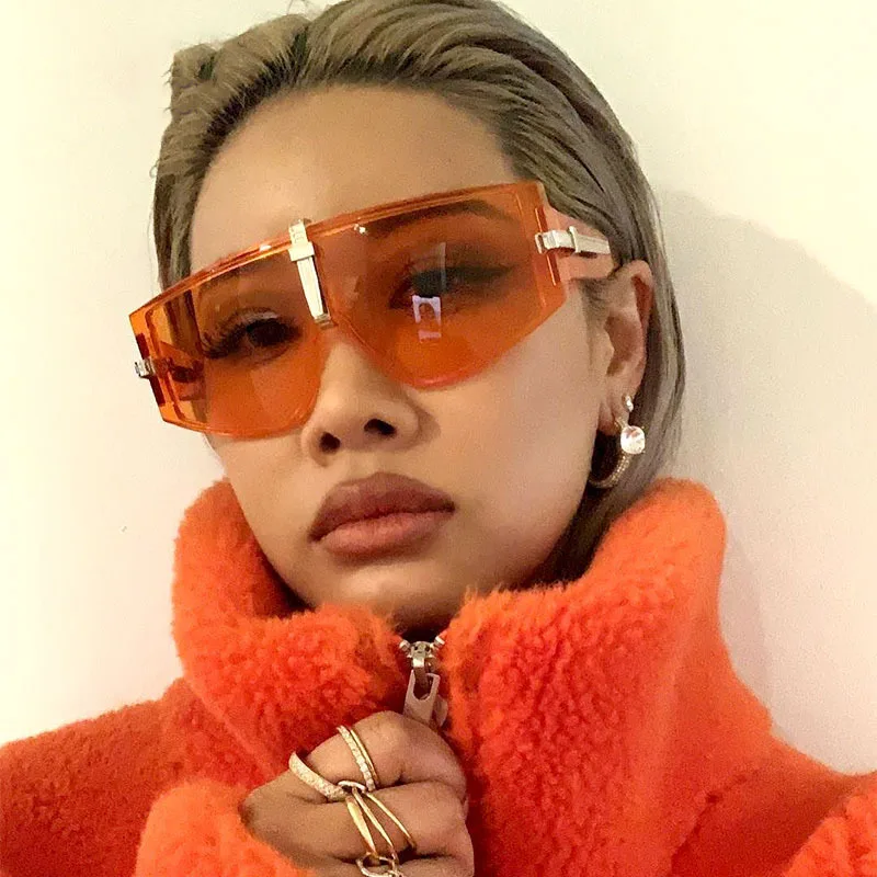 

Irregular Polygon Large Frame Steampunk Sunglasses For Women New Fashion Gradient Beige Black Goggles Oversized Shadesd