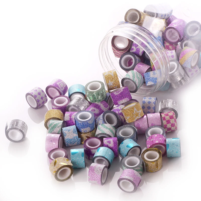 Conjunto de Fita Washi do Arco-íris do Ouro da Folha de 90 Pces Jar 2m x 12mm - 5 Conjunto de fita 2m x 12mm washi