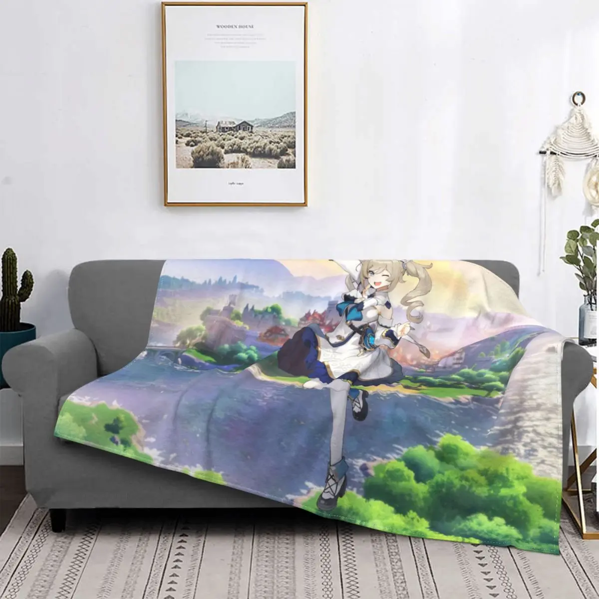 

Upetstory Genshin Auswirkungen Barbara Decke Flanell Acg Anime Nette Super Warme Decke für Outdoor Reise Bettdecke