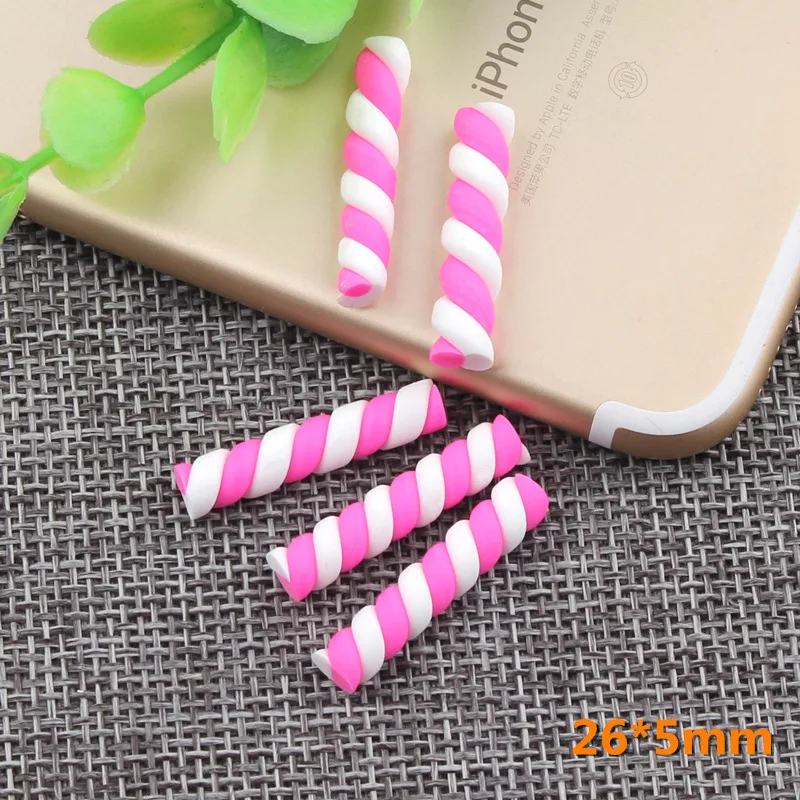 10 stücke 18 farben 25*5mm Kawaii Spirale Marshmallow Candy Polymer Clay Cabochons Flatback Für DIY Telefon Dekoration – Detail 5