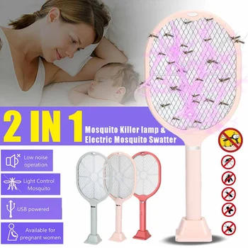 

2 IN 13000V Electric Insect Racket Swatter Zapper USB Rechargeable 1200mAh Mosquito Swatter Kill Fly Bug Zapper Killer Trap