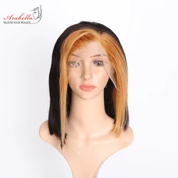 13x4 Transparent Lace Highlight Bob Lace Wig 100% Human Hair Wigs Arabella Remy H30 Color Highlight Two Sides Bob Lace Front Wig