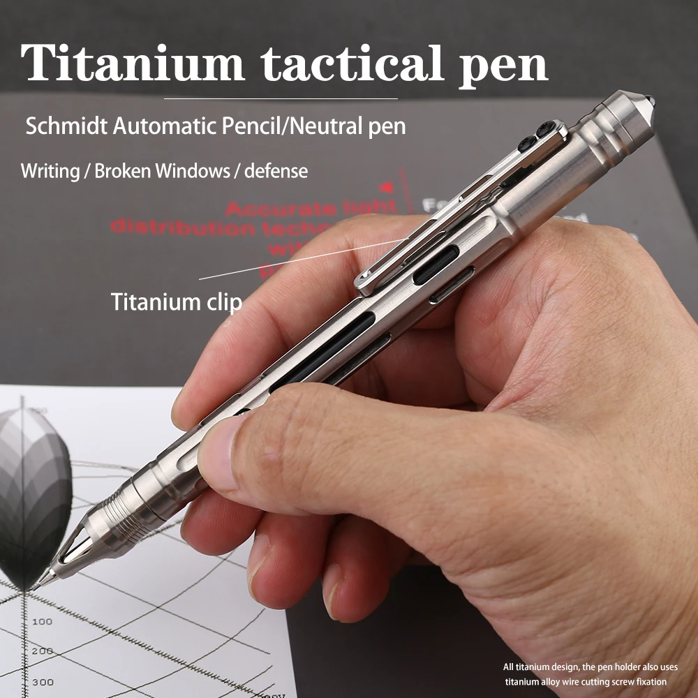2-IN-1 Titanium TC4 Tactical  Pen Self Defense Business Writing Pen Outdoor EDC Tool  Gift