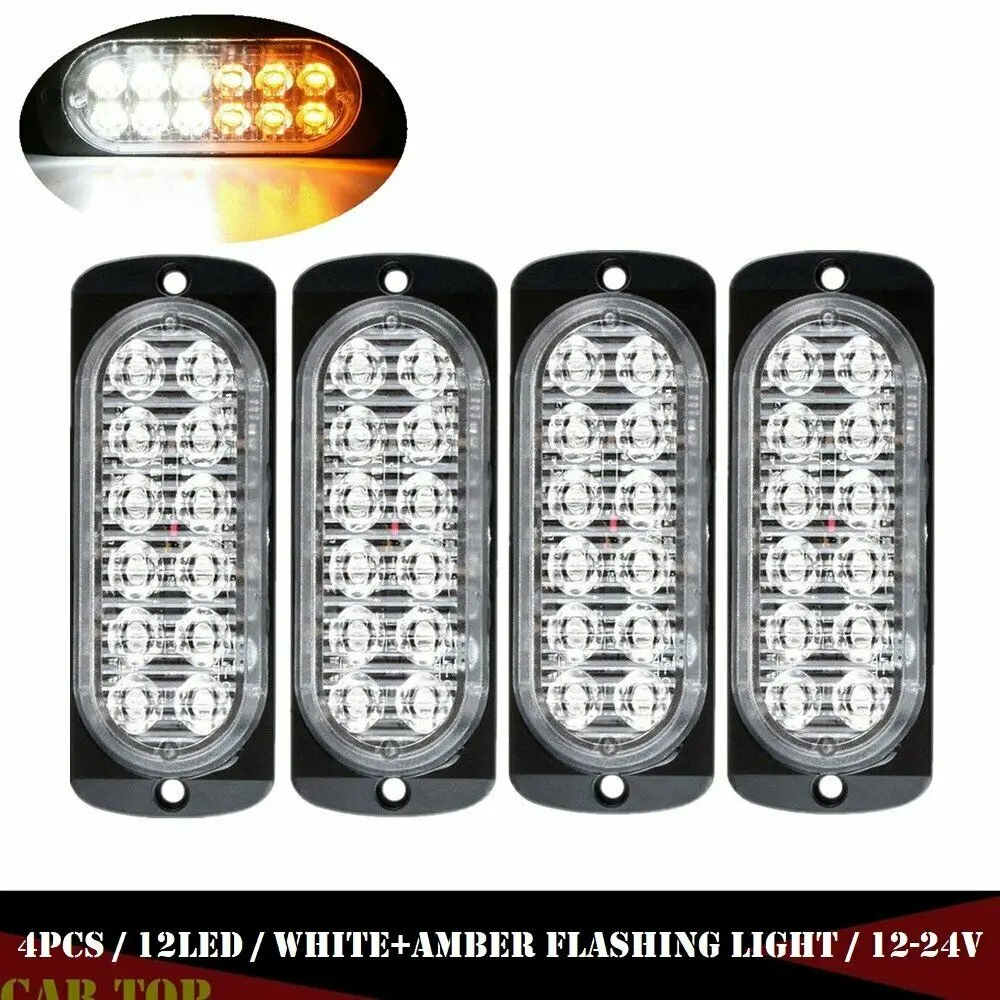 4PCS 12LED Strobe Lights 12v Truck LED Emergency Flashing Warning Beacon 12V 24V Light | Автомобили и мотоциклы