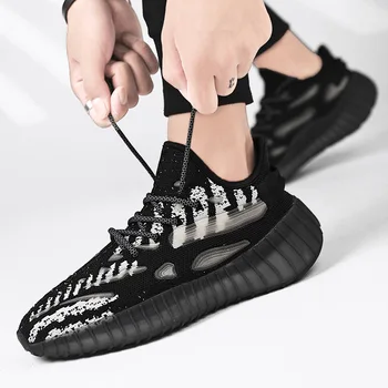 

2020 Summer Sale Flying Weaving Glowing Amazfit Men Running Shoes Sports Sneakers Air Cushion fitnes Walking Gym Shoes male