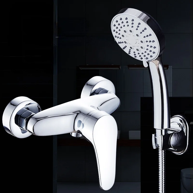 

Hot and Cold Mixed Water Shower Faucet Mixing Valve Simple Fauce Copper Alloy Bathroom Exposed Installation Concealed Shower Set