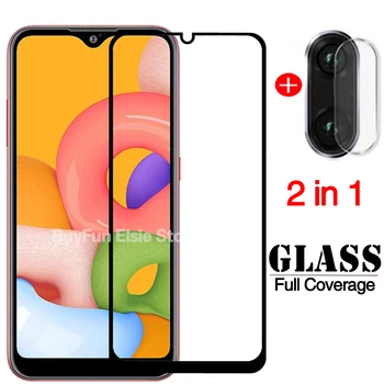 

2-in-1 Tempered Glass For Samsung Galaxy A01 Screen Protector on Galaxy A 01 01A A015 5.7'' Film Phone Protective Glass